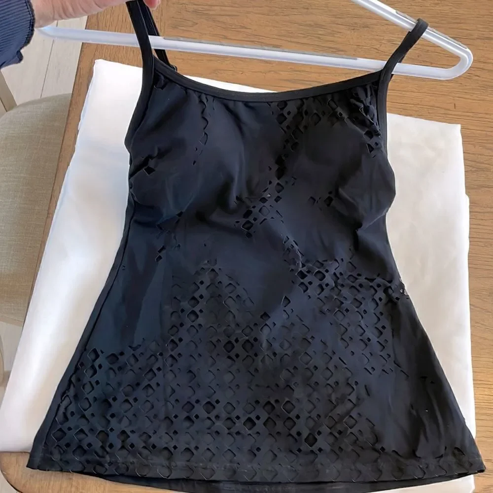 PROFILE BLACK CUTOUT TANKINI TOP.  NEW WITH TAGS.